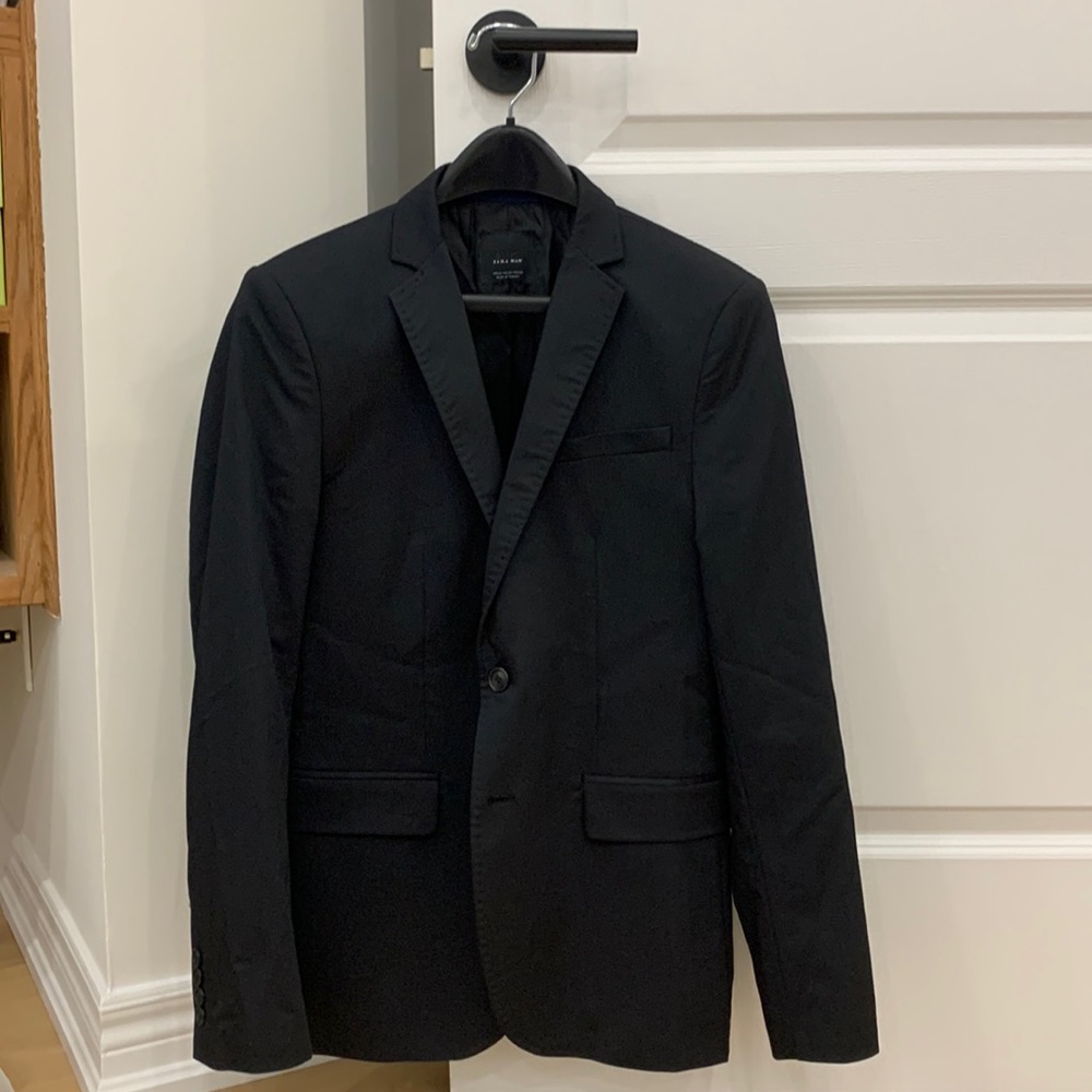 ZARA MAN NAVY WITH MICRO PINSTRIPES - 36R SLIM FIT